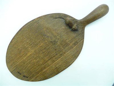 Lot 1833 - A Robert "Mouseman" Thompson Oak Cheese Board, with carved mouse signature on board, 35.5cm