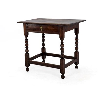 Lot 335 - A Late 17th Century Oak Side Table, of three plank construction above a frieze drawer of nailed...