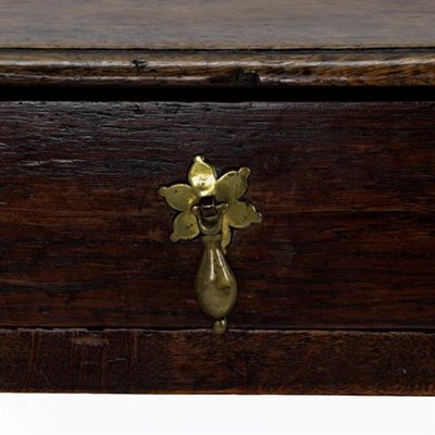 Lot 335 - A Late 17th Century Oak Side Table, of three plank construction above a frieze drawer of nailed...