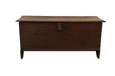 Lot 338 - A 17th Century Oak Chest, of six plank construction, the moulded lid above a solid iron...
