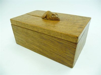 Lot 1836 - A Robert "Mouseman" Thompson Oak Rectangular Trinket Box and Cover, the cover with carved mouse...