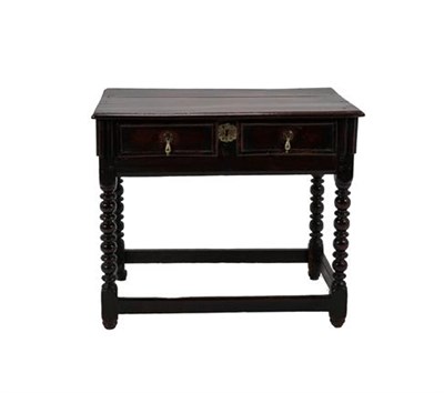 Lot 365 - A Late 17th Century Oak Side Table, the moulded top above a two-as-one moulded drawer, on...