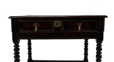 Lot 365 - A Late 17th Century Oak Side Table, the moulded top above a two-as-one moulded drawer, on...