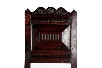 Lot 367 - A Joined Oak Back Stool, circa 1700, the carved top rail above a moulded and gadrooned back...