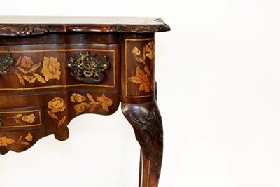 Lot 372 - An 18th Century Dutch Style Walnut and Marquetry Inlaid Side Table, of serpentine shaped form,...