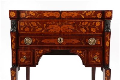 Lot 373 - A 19th Century Dutch Mahogany and Marquetry Inlaid Dressing Table, the two hinged lid richly inlaid