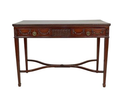 Lot 377 - An Early 20th Century Carved Mahogany Adam Style Side Table, with rectangular top and guilloche...