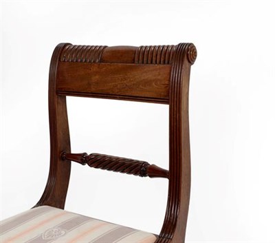 Lot 387 - A Set of Seven George IV Mahogany Dining Chairs, 2nd quarter 19th century, with later recovered...