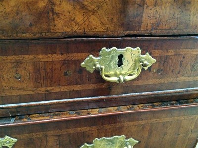 Lot 393 - A George I Walnut, Crossbanded and Feather-Banded Bureau, early 18th century, the fall...