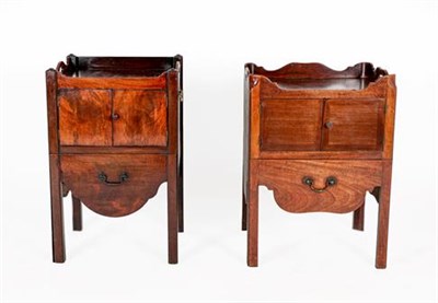 Lot 402 - A George III Mahogany Tray-Top Commode, late 18th century, the moulded top with pierced...