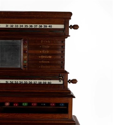 Lot 405 - A Combined Oak Billiard Scoreboard/Sideboard, circa 1900, the upper section with turned handles and
