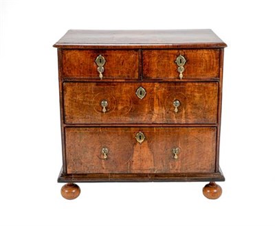 Lot 410 - A Late 17th Century Walnut, Crossbanded and Tracery Strung Straight Front Chest, the moulded...