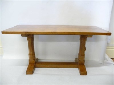 Lot 1841 - A Peter "Rabbitman" Heap Oak Rectangular Coffee Table, on two octagonal legs joined by a stretcher