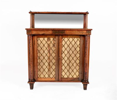Lot 415 - A Regency Rosewood and Brass Inlaid Chiffonier, early 19th century, the superstructure with...