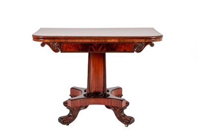 Lot 416 - A George IV Mahogany Foldover Card Table, 2nd quarter 19th century, the gadrooned border and hinged