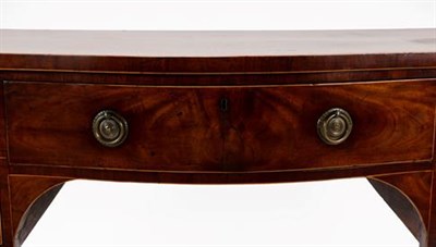 Lot 419 - A George III Mahogany Crossbanded and Barber's Pole Strung Serpentine Shaped Sideboard, late...