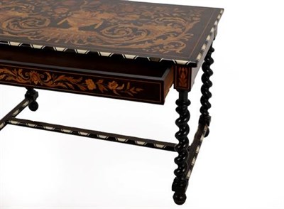 Lot 425 - A 19th Century Ebonised and Marquetry Inlaid Centre Table, in Antwerp style, the top richly...