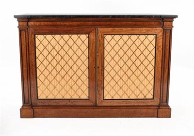 Lot 429 - A Pair of Victorian Mahogany and Ebony Strung Cabinets, mid 19th century, the later black...