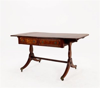Lot 430 - A George III Mahogany, Satinwood Banded, Boxwood and Ebony Strung Sofa Table, early 19th...