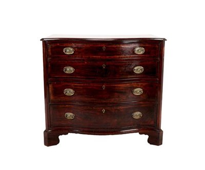 Lot 434 - A George III Mahogany Serpentine Shaped Chest, late 18th century, the moulded top above four...