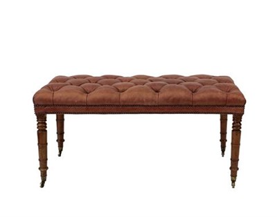 Lot 451 - A George IV Mahogany Oversized Stool, early 19th century, recovered in close-nailed buttoned...