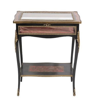 Lot 458 - A French Boulle Style Ebonised Red Tortoiseshell and Ormolu Mounted Bijouterie Table, mid 19th...