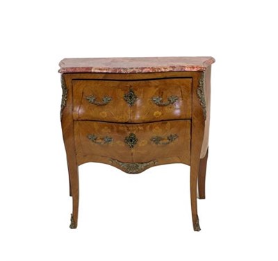 Lot 460 - A French Louis XV Style Rosewood and Marquetry Inlaid Petit Commode, late 19th/early 20th...