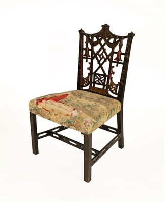 Lot 470 - A George III Chinese Chippendale Style Dining Chair, late 18th century, the frame decorated...