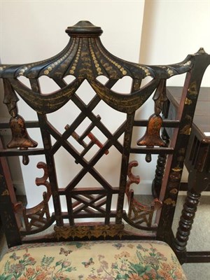 Lot 470 - A George III Chinese Chippendale Style Dining Chair, late 18th century, the frame decorated...
