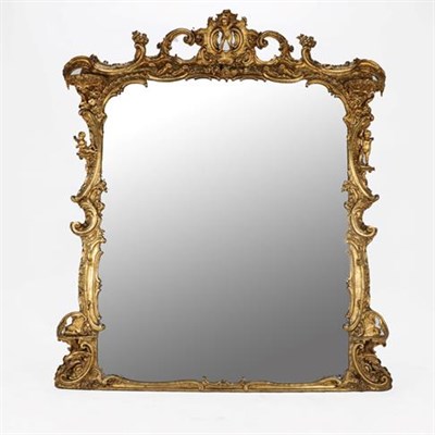Lot 472 - A Chippendale Style Gilt and Gesso Overmantel Mirror, 3rd quarter 19th century, the mercury...