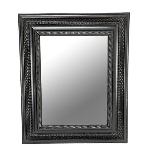 Lot 473 - A 17th Century Style Dutch Ebonised Wall Mirror, the frame with gadrooned and basketweave...