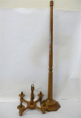 Lot 1849 - A Sid Pollard Oak Standard Lamp, octagonal column and base, unmarked, 139.5cm (excluding fitments)