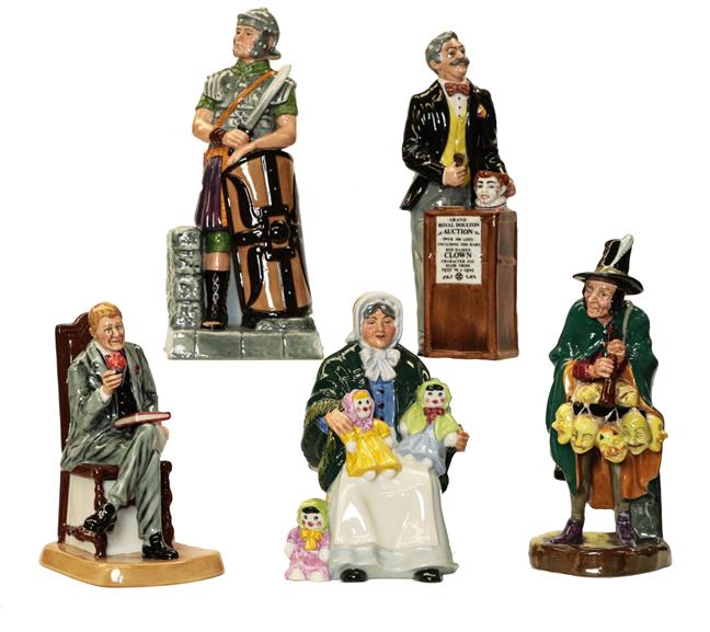 Lot 51 - Royal Doulton figures comprising: Antique Dealer, HN4424, The Auctioneers, HN2988, The Mask Seller.