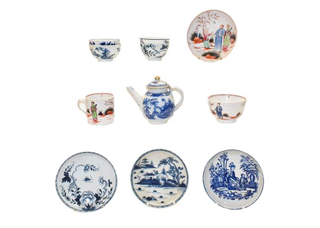 Lot 64 - A Philip Christian Liverpool blue and white tea bowl and saucer circa, 1770, together with a...