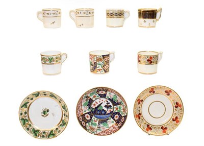 Lot 69 - A collection of 19th century Spode, Derby and Bloor Derby coffee cans, and saucers etc (one tray)
