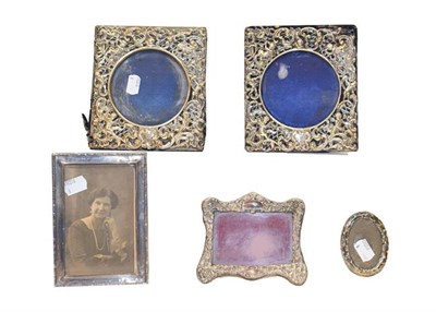 Lot 74 - Six Victorian and later silver photograph frames of varying size and design, together with a...