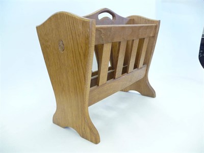 Lot 1853 - An Alan Grainger Acorn Industries Oak Rectangular Magazine Rack, with slatted sides, base and...