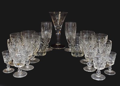 Lot 95 - A group of drinking glasses including Waterford, Brierley, Edinburgh, Webb etc (two boxes and...