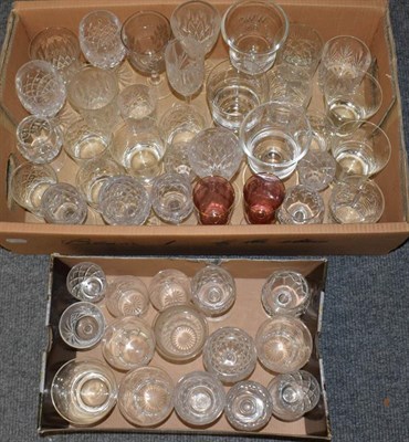 Lot 95 - A group of drinking glasses including Waterford, Brierley, Edinburgh, Webb etc (two boxes and...