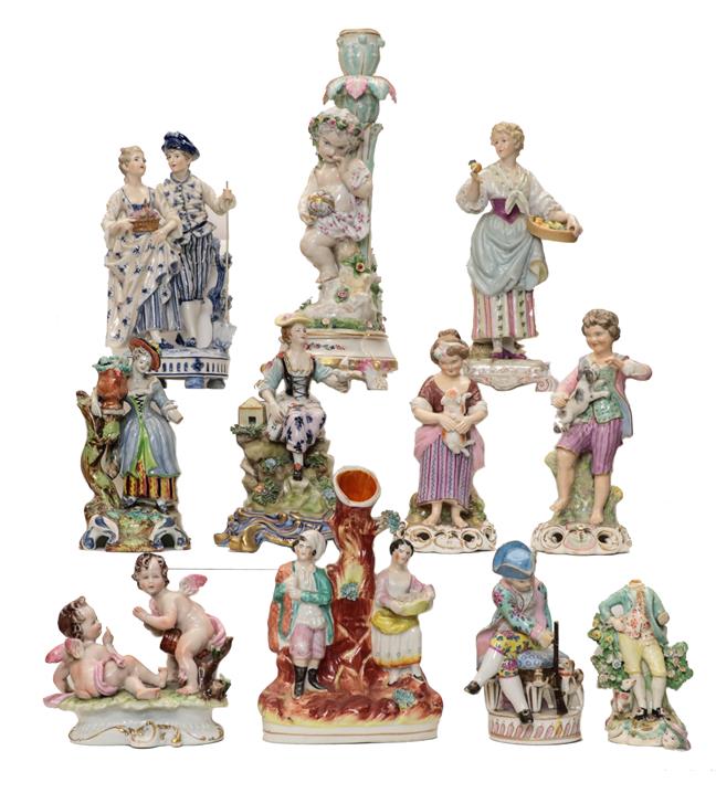 Lot 96 - A pair of King Street Derby figures of a boy and girl together with a quantity of other china...