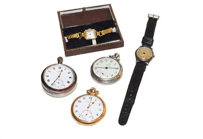 Lot 121 - A silver J W Benson pocket watch, British Railway presentation Garrard plated pocket watch,...