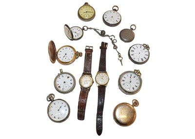 Lot 148 - Four gold plated pocket watches, other examples, and a pocket watch case
