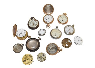 Lot 148 - Four gold plated pocket watches, other examples, and a pocket watch case