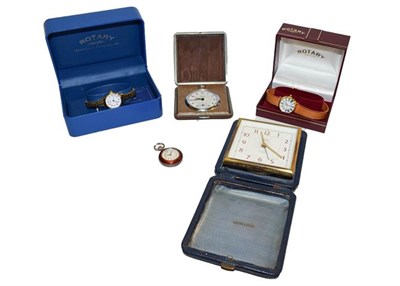 Lot 193 - A ladies Rotary wristwatch in original case, another ladies wristwatch, a quantity of compacts,...