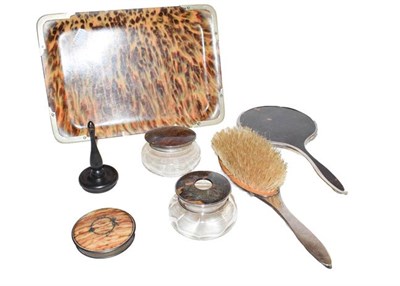 Lot 198 - A group of silver mounted and silver backed tortoiseshell dressing table items