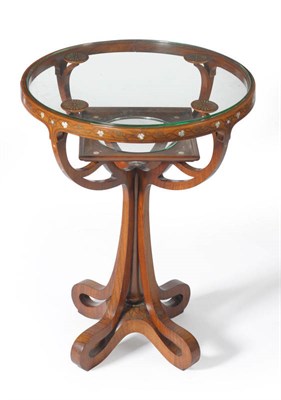 Lot 1865 - Eugenio Quarti (1867-1929): An Indian Rosewood, Silver, Copper and Mother-of-Pearl Quatrefoil...