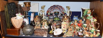 Lot 239 - A large quantity of decorative ceramics including, cloisonne enamel vases, bowl, a pair of gilt...