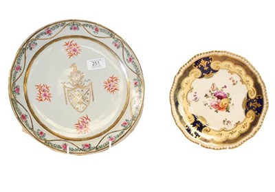 Lot 251 - A Chinese style armorial dish, early 20th century, together with a Derby floral painted dish,...