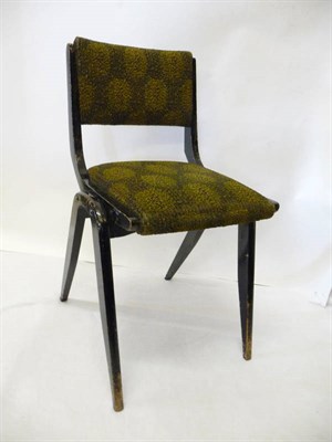 Lot 1870 - An Ebonised Bent Plywood Chair, upholstered seat and back, the back with recessed hand aperture, on