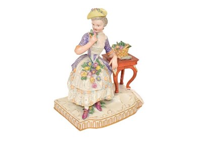 Lot 257 - A 19th century Meissen figure, smell from the five senses, originally modelled by Johann Carl...